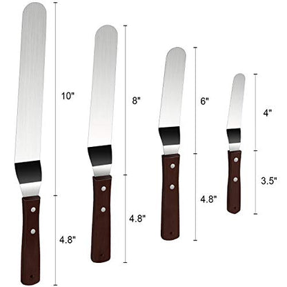 4 Pack Offset Spatula Set for Cake Decorating, Icing and Frosting Scraper