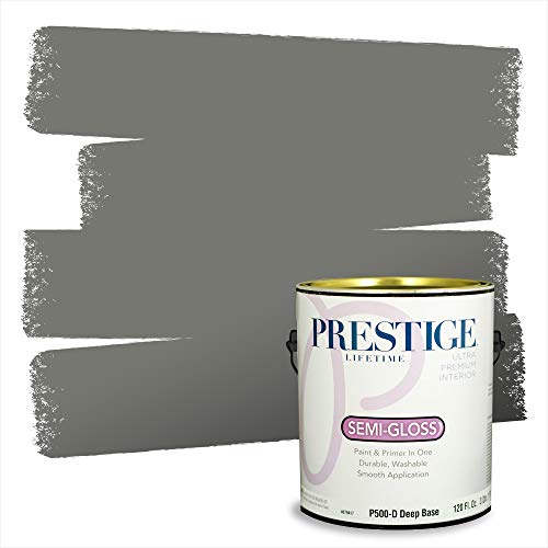 PRESTIGE Paints Interior Paint and Primer In One, 1-Gallon, Semi-Gloss, Comparable Match of Benjamin Moore* Amherst Gray* - color: HC-167BM-PCM, size: 1 Count (Pack of 1)