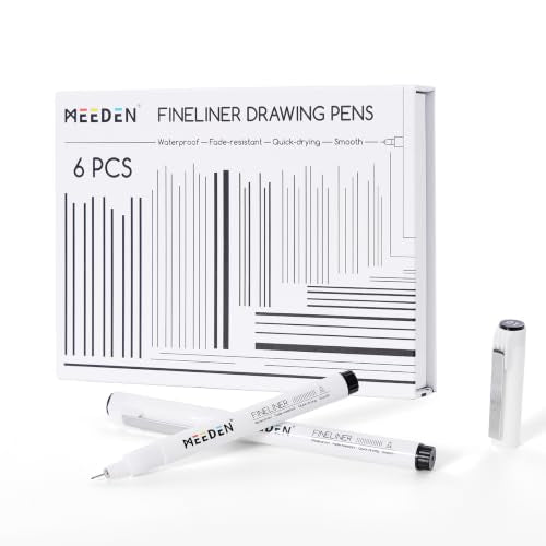 MEEDEN Micro Fineliner Drawing Pens: 0.1mm Needle Nib, 6 Pack, Black Ink | Waterproof archival ink for technical drawing, sketching, outlining, illustration, manga, and journaling - style: 0.1mm Needle Nib