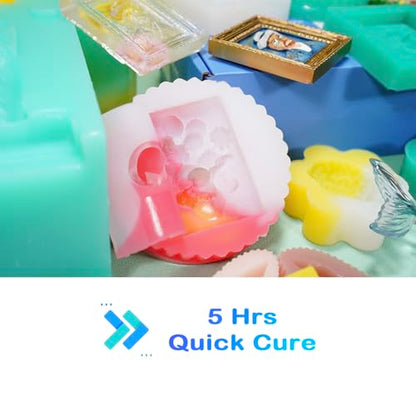 Platinum Liquid Silicone Mold Making Kit 20A Clear Trial 2.42 lbs | 1A:1B Mixing -Self Degassing -4 Hrs Quick Cure -Flexible & Firm Well Balanced Ideal for Molding of Resin, Soap, Plaster, Wax - size: 38.8 Oz