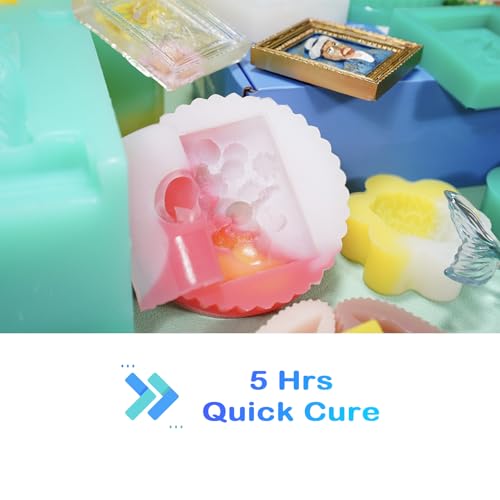 Platinum Liquid Silicone Mold Making Kit 20A Clear 1 Gallon | 1A:1B Mixing Self Degassing 4 Hrs Quick Cure -Flexible & Firm Well Balanced Liquid Silicone for Resin,Soap,Concrete,Wax Molds - size: 160 Oz