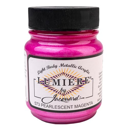 Jacquard Lumiere 2.25oz Fabric Paint Pearlescent Magenta - Metallic Paint for Fabric Leather Canvas Paper and Wood - Light-bodied Metallic Acrylic Paint - Lightfast & Vibrant Metallic Acrylic Paints - color: Pearlescent Magenta, size: 2.25 Fl Oz (Pack of