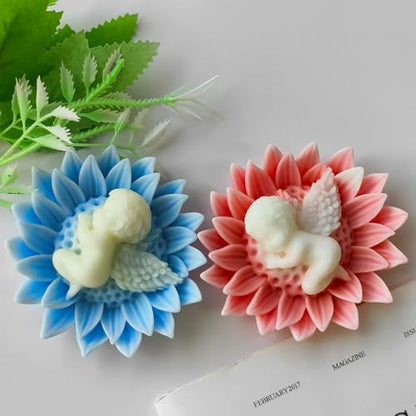 Flower Candle Molds, 3D Sunflower Angel Baby Flower Making Mold - color: 1 PCS Baby In Sunflower Silicone molds
