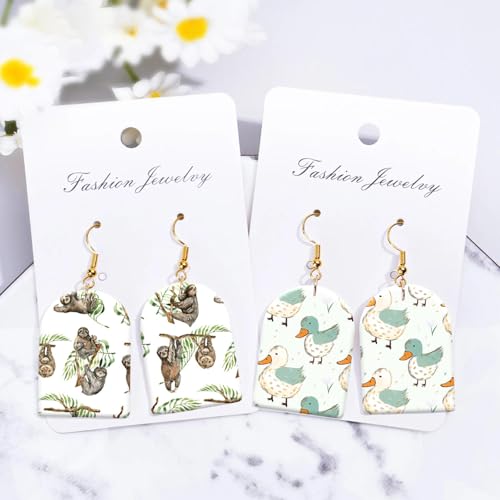6Pcs Animal Transfer Paper for Polymer Clay, Ducks,Birds Mokey,Leopard Print Water Soluble Transfer Sheets for Polymer Clay, Polymer Clay Transfer Paper for DIY Art Jewelry Earrings Making 5.82X3.93in