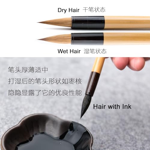 Weasel Hair Chinese Calligraphy Brush Premium Chinese Brush Sumi Brushes 99% Weasel Hair wolf hair for Font 3-5cm, 1pc QingJin - color: 0501. QingJin 1pc
