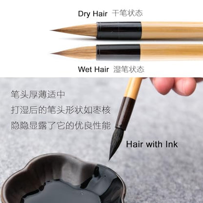 Weasel Hair Chinese Calligraphy Brush Premium Chinese Brush Sumi Brushes 99% Weasel Hair wolf hair for Font 3-5cm, 1pc QingJin - color: 0501. QingJin 1pc