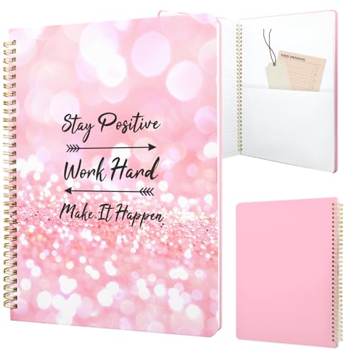Cute Spiral Notebook journal A4 Aesthetic Pretty Design for Women Girls Kawaii with Pocket, 8.5 x 11 inch, Lined, Positive - color: Positive, style: Lined