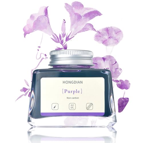 Hongdian Fountain Pen Bottled Ink Purple Color, 60ml Non Carbon Inkwell Bottle, Artist Calligraphy Ink - color: Purple
