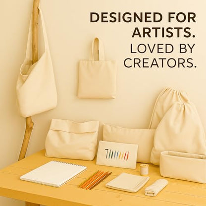 100% Cotton Canvas Fabric by the Yard, 63" x 5 Yards, 7 oz | Duck canvas fabric for painting, sewing, tote bags & DIY • One solid continuous piece • Extra length included - size: 5 Yards+ (63'' x 189'')