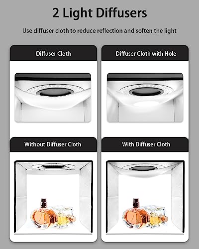 Light Box Photography, Portable Photo Studio Booth Box, 10" x 10" Professional Mini Shooting Tents with 104 LED Lights Dimmable, 6 Backdrops for Small Product: Jewelry, Miniature Models etc. - size: 10*10 inch