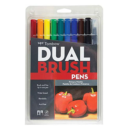 Tombow ABT Dual Brush Pen Set of 10, Primary