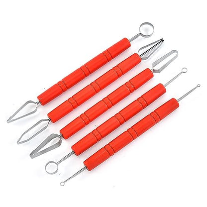 5 Pieces Fruit Carving Tool Fruit Sculpting Tool Stainless Steel Clay Sculpting Tool Pottery Sculpting Tool Clay Carving Tool Pottery Carving Tool Clay Molding Tool Pottery Molding Tool, Red