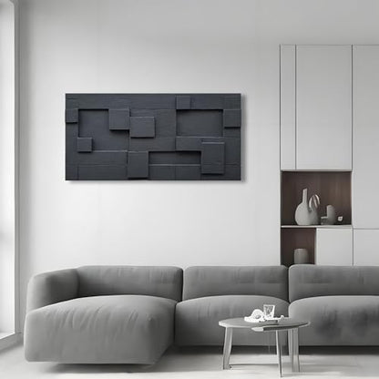 NANKAI Art Hand Painted Black Abstract Oil Painting Modern Minimalist Art Painting Office Hallway Bedroom Living Room Wall Art Deco 24x48 inches - color: Nkhb303