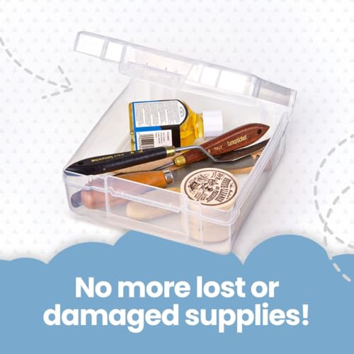 ArtBin 4-Piece Scrapbook Storage Set, Two 12x12 and Two 6x6 Boxes | Set of 4: Two 12x12 Boxes and Two 6x6 Boxes, Carry Handles, Stackable, Durable Craft Storage - size: 12" x 12" & 6" x 6" - 4-Piece Set (2 of Each)