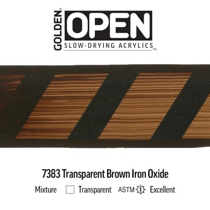 OPEN Slow-Drying Acrylics by GOLDEN, Transparent Brown Iron Oxide, 2 fl oz. tube, Professional Acrylic Paint, Transparent - color: Transparent Brown Iron Oxide, size: 2 Fl Oz (Pack of 1)