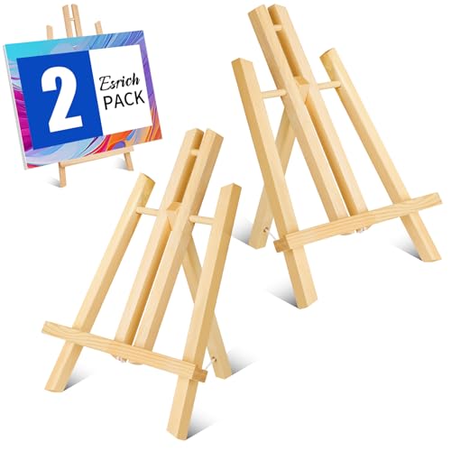 ESRICH 2 Pack 11.8" Wood Easels, Tabletop Easel for Painting | Painting Party, Displaying Canvas, Kids Student Table School Desktop, Portable Canvas Photo Picture Sign Holder - style: 11.8"-2P