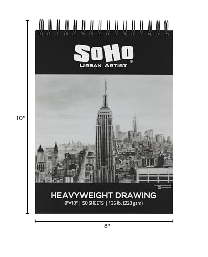 SoHo Urban Artist Hardcover Drawing Pad 8x10-135 lb. (220gsm), 50 Sheets, Drawing Paper Pads for Artists, Travel, Illustrations, & More - size: 8"x10"