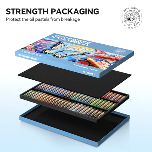 Paul Rubens Oil Pastels, 72 Vibrant Colors Soft Oil Pastels | Creamy & Easy to Blend Oil Pastels for Artists & Beginners. Ideal for Drawing, Sketching and Painting - style: 72 Basic Colors