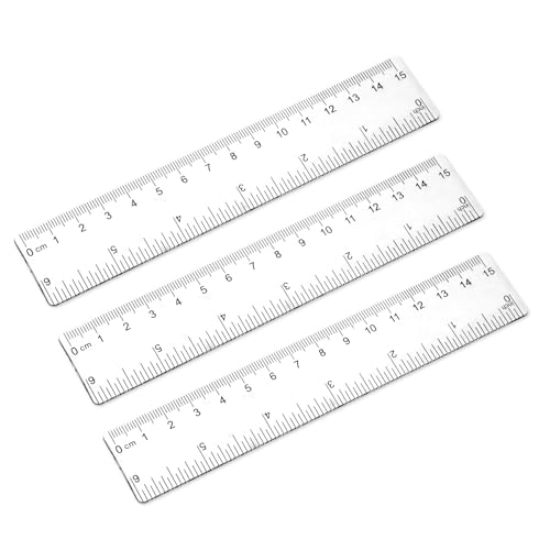 3 Pack 6 Inch Ruler Set Plastic Straight Ruler Transparent Measuring Tool Acrylic Clear Ruler for School Office Student - color: Transparent, size: 3 x 6 Inch