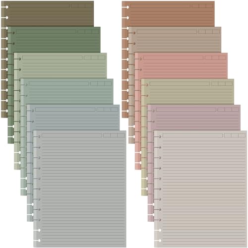 12 Pack 480 Sheets Colored Discbound Refill Paper 8.5 x 11 Inch College Ruled 11 Disc Letter Size Lined Paper Multicolored Notebooks for Refill Journaling(Novel Color) - color: Novel Color