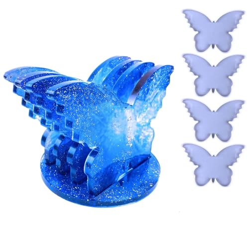 Butterfly Coaster Resin Mold Set, 5-Piece Silicone Casting Molds with Base for Table Decor, Dining Table Coffee red Wine Coaster Making Tools
