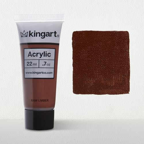 KINGART PRO Artist Quality RAW UMBER Acrylic Paint, 22ml (0.74oz) Tubes, 3 Pack - Set (66ml Total), Raw Umber