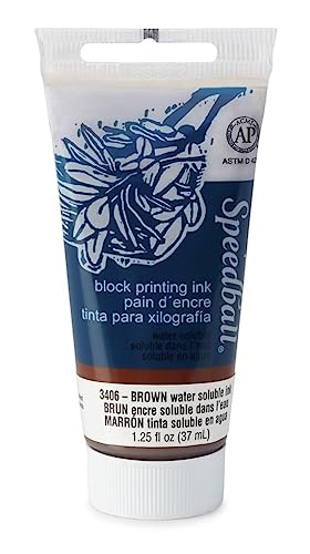 Speedball SPD-3406 Water Soluble Block Printing Ink, Brown, 1.3 oz - color: Brown
