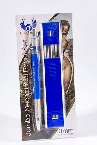 Leda Art Drafting Mechanical Pencil Set 3mm, Built-in Sharpener, 6 Refills - style: Jumbo 3mm