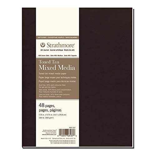 Strathmore (481-307) 400 Series Softcover Toned Tan Mixed Media Art Journal, 7.75"x9.75", 24 Sheets - size: 7.75x9.75 inch, style: Soft Cover, Tan, Phase Out