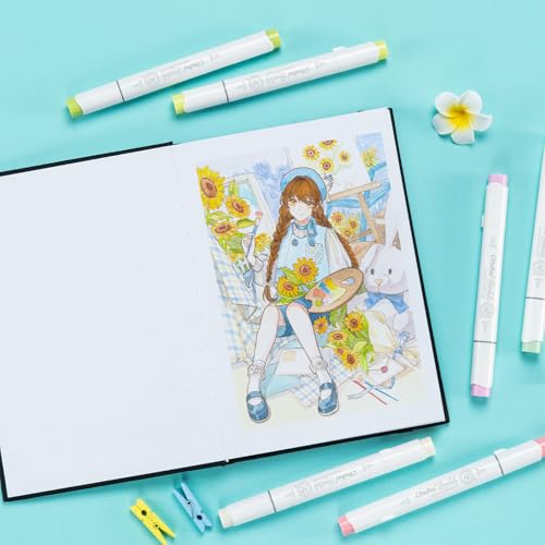 Ohuhu 5.5"x8.5" Double-Sided Bleedproof Marker Pad Art Sketchbook 60 Sheets | Small Sketch Book - 90 LB/150 GSM Smooth Drawing Paper - 60 Sheets/120 Pages -Hardcover Sketch Pad for Alcohol Markers Paints - size: 5.5" x 8.5"