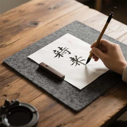 Chinese Calligraphy Drawing Felt Mat, 19.6 x 27.5 Inch Thick Felt Desk Pad