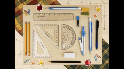 9-Piece Set Back-to-School Kit, Maths Set Pastl Blue | Stationery Set, Compass, Mechanical Pencil, Pencil Leads, Geometry Sets, Ruler, Eraser in a Re-usable plastic box - color: Blue