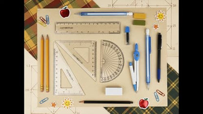 9-Piece Set Back-to-School Kit, Maths Set Pastl Blue | Stationery Set, Compass, Mechanical Pencil, Pencil Leads, Geometry Sets, Ruler, Eraser in a Re-usable plastic box - color: Blue