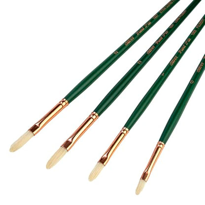 Silver Brush Limited Grand Prix Multilength Filbert Oil Brush Set, 4pc | Long Handle, Stiff Flagged Hog Bristle, Superb Paint Absorbency, Lightly Textured Soft-edged Strokes, Easel Painting - color: Multilength Filbert Set