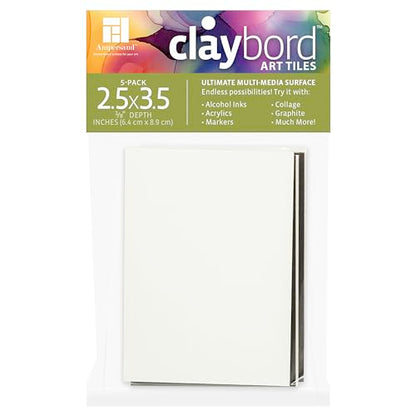 Ampersand Claybord | 2.5x3.5-5pk | 1/8" Flat|Ink & Acrylic Painting Panel