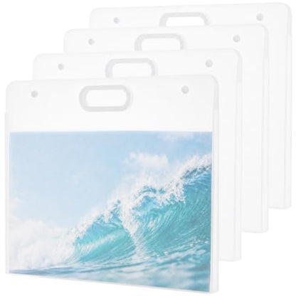 Covzoe Plastic Art Portfolio Case with Handle, 17" x 13" | Clear Waterproof Portfolio Folder, Poster Storage Bag Bulletin Board Holder for Artwork, Drawing Pads, Charts