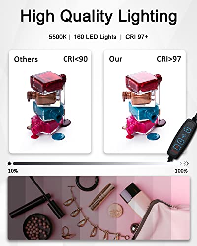 Photo Light Box 16x16 inch, Professional Light Box for Product Photography with Upgraded 18W Dimmable 160 LEDs, USB-C Power, and 8 Backdrops for Jewelry, Food & Small Item Shooting - size: 16 inches