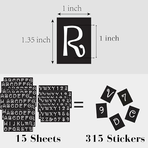 1 Inch Letter Stencils Numbers Templates 315 Adhesive Stencils for Painting, Glass Etching & Wood Burning Sticker Stencil Letters Numbers for DIY Crafts, Fabric, Mailbox, Art Projects, etc (PengStik) - style: 1 inch PENGSTIK