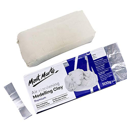White Modelling Clay Air Dry by Mont Marte, 500g (1.1lb), Ideal Gift for Professional Artists - color: White, size: 500g - 1 Pack