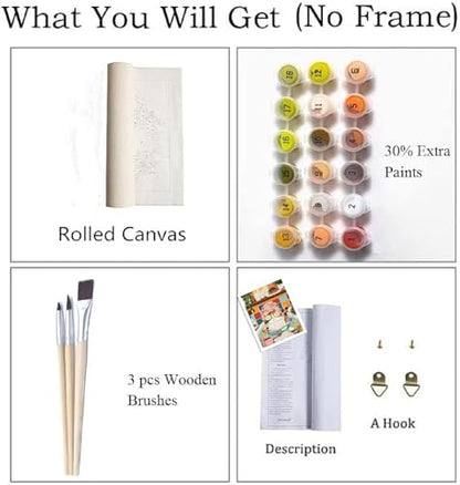 ZRIZQ Paint by Numbers Kit for Adults Beginner Animal,Cat Bathroom,16x20 | Full set with wooden brushes,rolled canvas,rich paints.Calming activity.Beginner friendly.Just open and paint. - color: 16"X20"Rolled Canvas(Frameless)-Cat 16