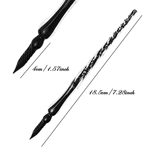Glass Pen Set Calligraphy Dip Pens,12 Colorful Inks,Caligraphy Sets for Art, Writing, Signature, Decoration, Gift - color: Black