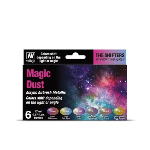Vallejo - The Shifters Magic Dust | Set of 6 Metallic Acrylic Airbrush Colours | Ideal for Painting Fantasy Figures and Wargames | Contains 6 bottles x 17 ml (0.57 fl.oz.) - style: Magic Dust