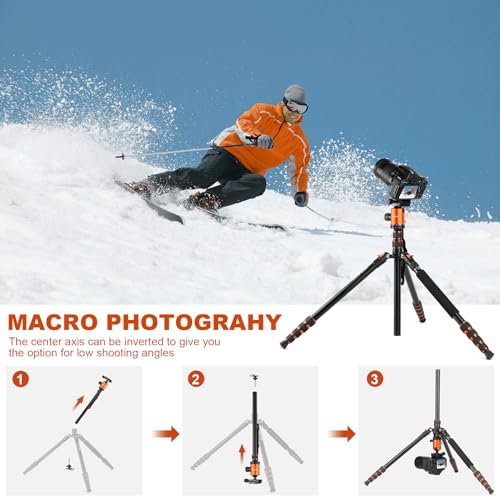 80/85 inches Heavy Duty Tripod for Camera Phone, 85" Camera Tripod Monopod - color: Orange