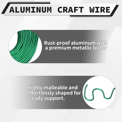 12 Gauge Aluminum Craft Wire, 100 Feet 2mm Bendable Metal Wire for Jewelry Making, Sculpting and Floral Design, Soft Armature Wire for DIY Crafts (Green) - size: 12 Gauge(2mm), style: Green