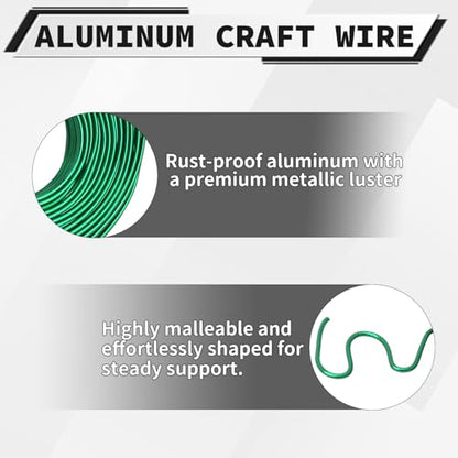 12 Gauge Aluminum Craft Wire, 100 Feet 2mm Bendable Metal Wire for Jewelry Making, Sculpting and Floral Design, Soft Armature Wire for DIY Crafts (Green) - size: 12 Gauge(2mm), style: Green