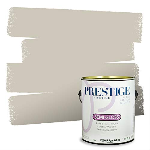 PRESTIGE Paints Interior Paint and Primer In One, 1-Gallon, Semi-Gloss, Comparable Match of Benjamin Moore* Revere Pewter* - color: HC-172BM-PCM, size: 1 Count (Pack of 1)