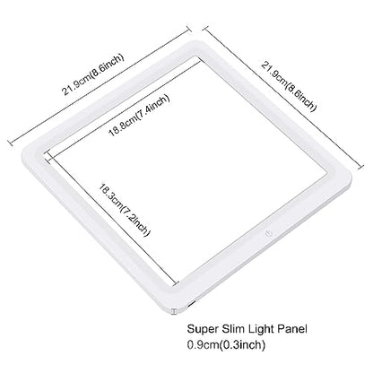 PULUZ Photo Studio LED Shadowless Light Panel 8" X 8" / 20 x 20 cm Photography Softbox Bottom Light with USB Power Cable for Food Jewelry Cosmetic Crafts Shooting - size: 8.5*8.5 Inch