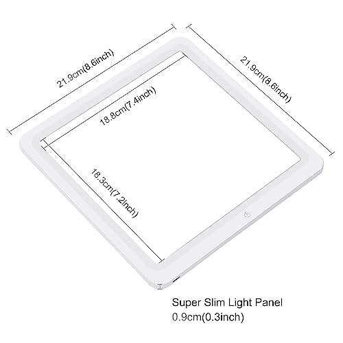 PULUZ Photo Studio LED Shadowless Light Panel 8" X 8" / 20 x 20 cm Photography Softbox Bottom Light with USB Power Cable for Food Jewelry Cosmetic Crafts Shooting - size: 8.5*8.5 Inch