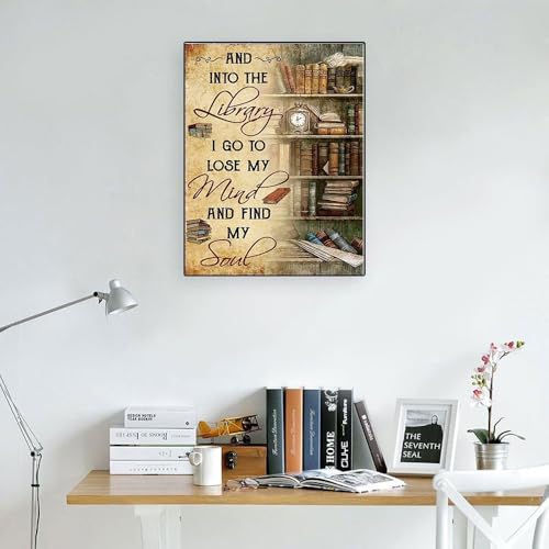 WUSARPLY Inspirational Bookshelf Diamond Painting Kits for Beginner Adults - color: YA004