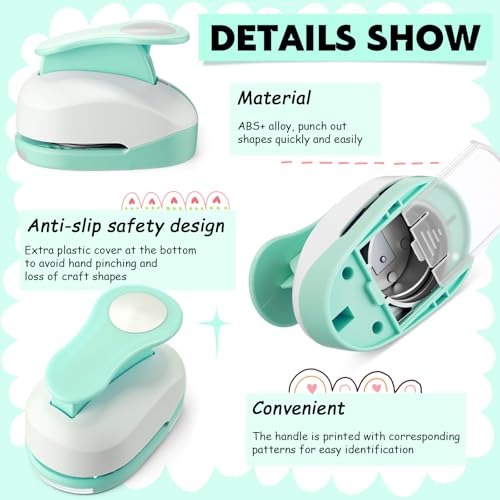 CHENGU 3 Pack Circle Hole Punch 2"/1"/0.6", Mint Green | Paper Craft Cutters for Card Making, Shape Punches for Scrapbooking, Includes 10 Sheets Stickers, Photo Album DIY Projects - color: Mint Green, style: Circle